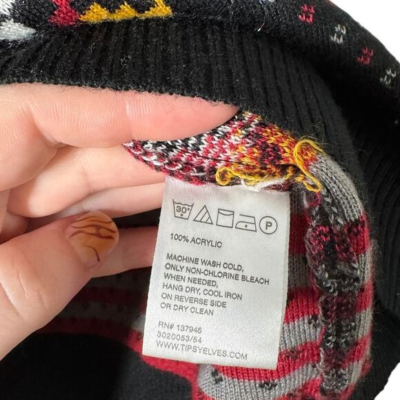 Tipsy Elves Calibrew Oversized Christmas Sweater Black Large Holiday Winter - Picture 6 of 7